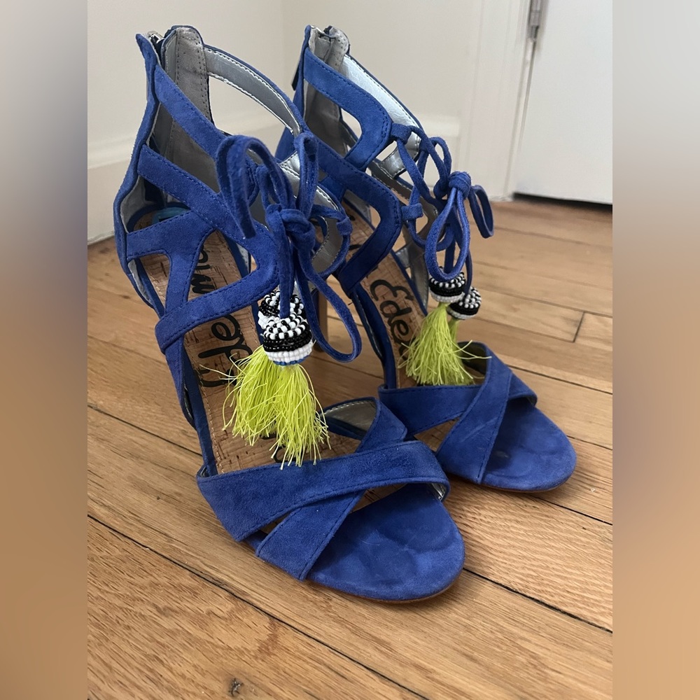 Sam Edelman blue tassel heels
